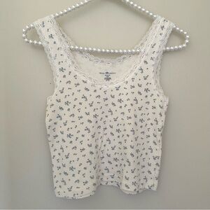 Brandy Melville White Floral Lace Camisole